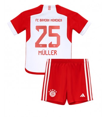 Bayern Munich Thomas Muller #25 Primera Equipación Niños 2023-24 Manga Corta (+ Pantalones cortos)